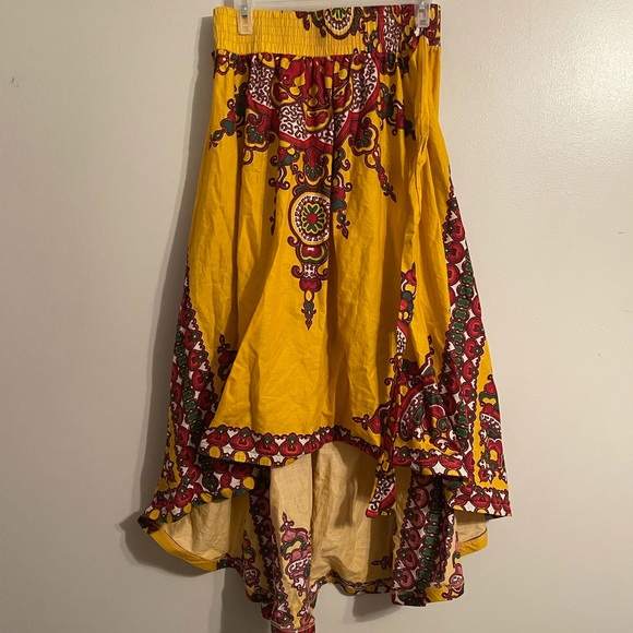 3/$30 Sale+free shipping Touch Me High Low Midi Yellow Pattern Design Skirt - Picture 1 of 4
